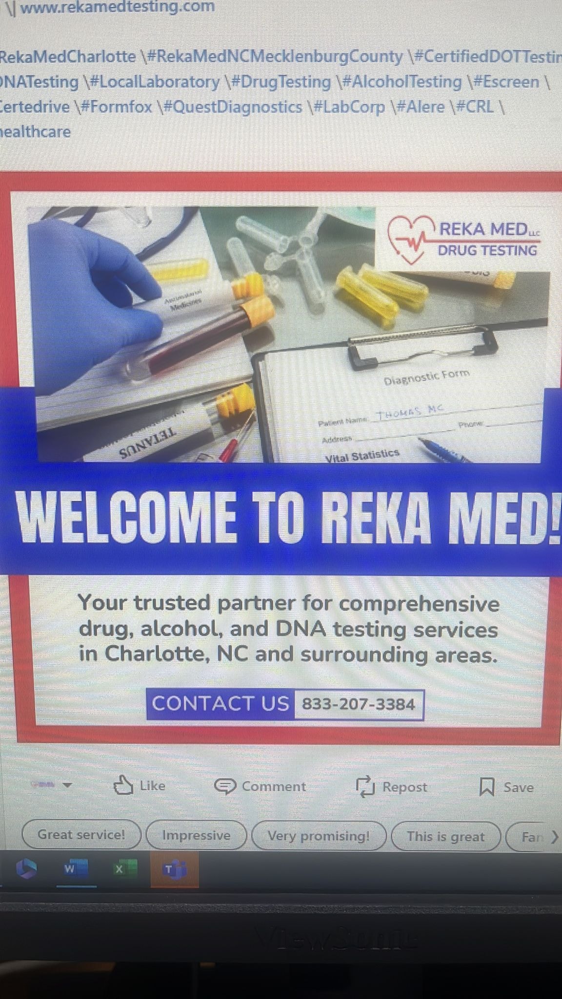 Mobile drug testing service at job site